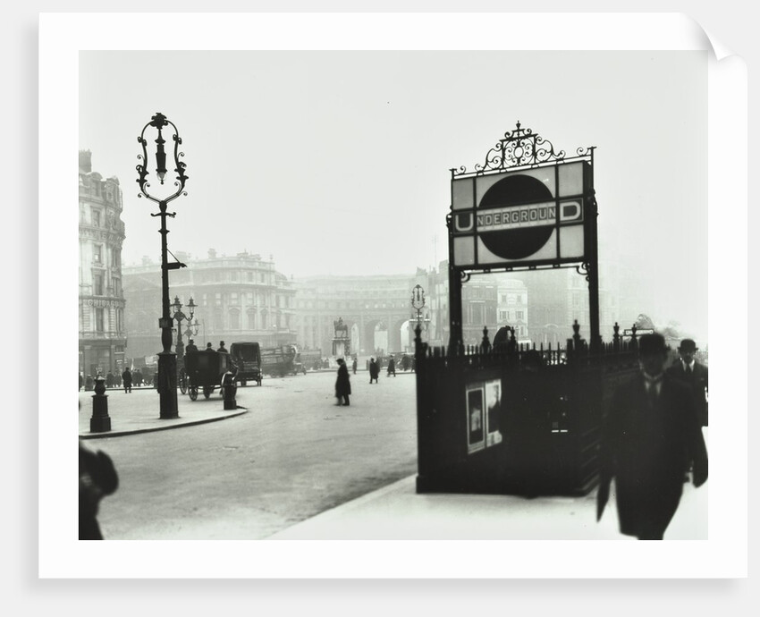 Trafalgar Square with Underground entrance and Admiralty Arch behind, London, 1913 by Unknown