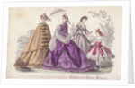 Three women and a child wearing the latest fashions by Anonymous