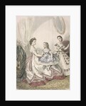 Two women and a small girl wearing the latest indoor fashions by Millia Lacouriere