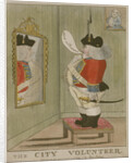 View of a portly City volunteer admiring himself in the mirror by Anonymous