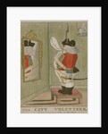 View of a portly City volunteer admiring himself in the mirror by Anonymous