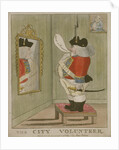 View of a portly City volunteer admiring himself in the mirror by Anonymous