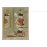 View of a portly City volunteer admiring himself in the mirror by Anonymous