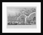 London Bridge, with the Lord Mayor's procession passing under the unfinished arches by Thomas Higham