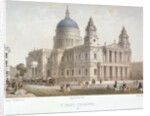 North-west view of St Paul's Cathedral with figures walking in front, City of London by Sir Christopher Wren