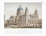 North-west view of St Paul's Cathedral with figures walking in front, City of London by Sir Christopher Wren