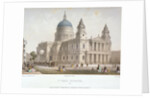 North-west view of St Paul's Cathedral with figures walking in front, City of London by Sir Christopher Wren