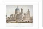 North-west view of St Paul's Cathedral with figures walking in front, City of London by Sir Christopher Wren