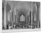 Interior of Temple Church during a service, City of London by Harden Sidney Melville