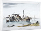 View of a sand vessel on the River Thames at Vauxhall, London by George Harley