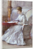 A Woman in White Writing at a Desk by Anna Lea Merritt