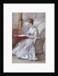 A Woman in White Writing at a Desk by Anna Lea Merritt