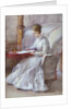A Woman in White Writing at a Desk by Anna Lea Merritt