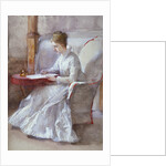 A Woman in White Writing at a Desk by Anna Lea Merritt