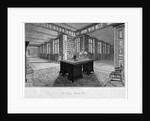 Interior view of the library at Lambeth Palace, with a desk in the foreground by John Roffe