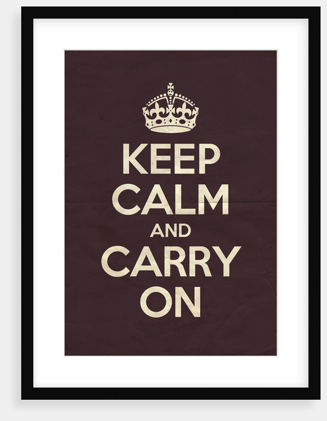 Keep Calm And Carry On Poster in Brinjal Vintage by Magnolia Box