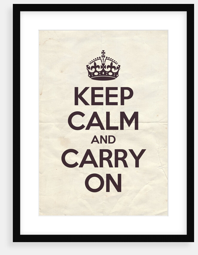 Keep Calm And Carry On Poster in Brinjal Vintage Reversed by Magnolia Box
