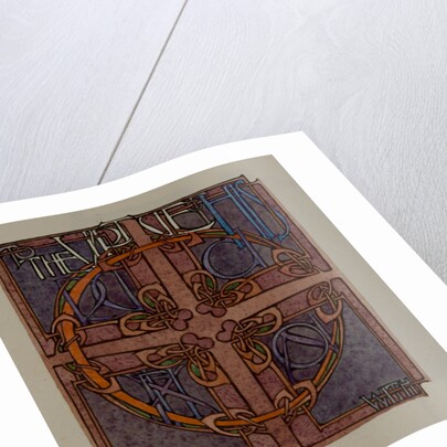 To the virtue of his Crucifixion with, The Deer's Cry (St Patrick's Hymn) by Archibald Knox