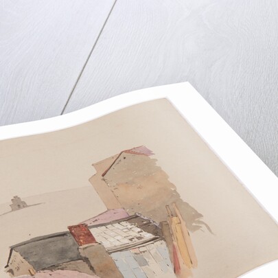 Tower of Refuge over roof tops by John Miller Nicholson