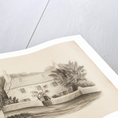 House with stone wall in front by Unknown