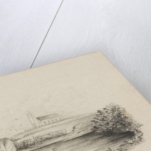 Jurby Church with cottage to left-hand side by Unknown