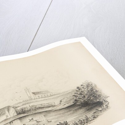 Jurby Church with cottage to left-hand side by Unknown