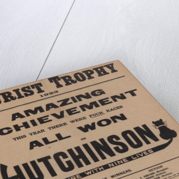 Poster promoting Hutchinson Superstudded Tyres used at the 1923 TT by Unknown