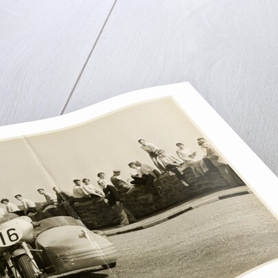 Eric Oliver, driving sidecar outift (number 16), 1958 Sidecar TT (Tourist Trophy) by T.M. Badger