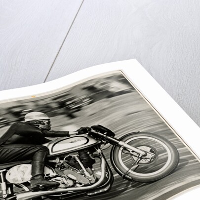 Robin Sherry, TT (Tourist Trophy) rider riding Norton (number 42) at Boreham track, Essex by T.M. Badger