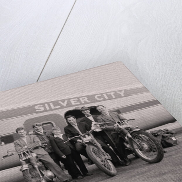 Scottish six day motorcycle trial team, Ronaldsway airport by Manx Press Pictures