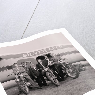Scottish six day motorcycle trial team, Ronaldsway airport by Manx Press Pictures