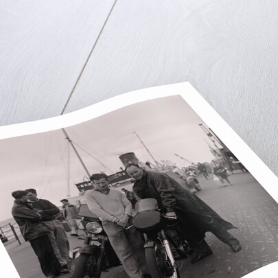 Manx Grand Prix motorcycles arrive, Douglas Pier by Manx Press Pictures