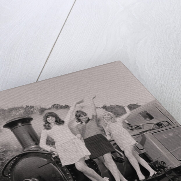 Show-girls on steam train by Manx Press Pictures