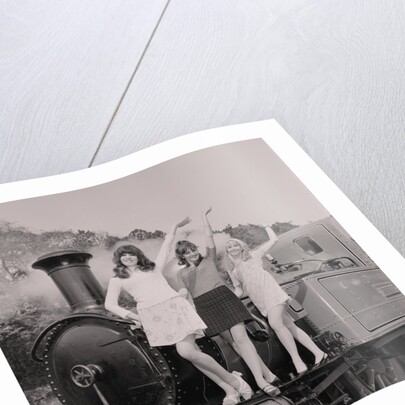 Show-girls on steam train by Manx Press Pictures