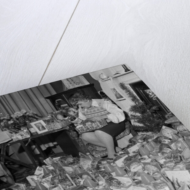 Woman with Christmas hampers, Isle of Man by Manx Press Pictures