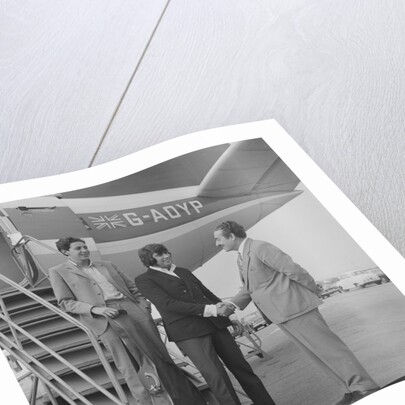 Englebert Humperdinck with his brother landing at Ronaldsway Airport by Manx Press Pictures