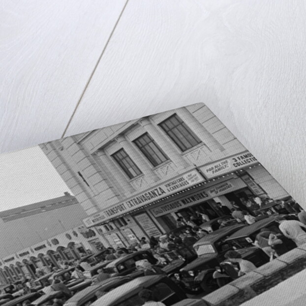 Austin Seven motorcars outside the Crescent cinema by Manx Press Pictures