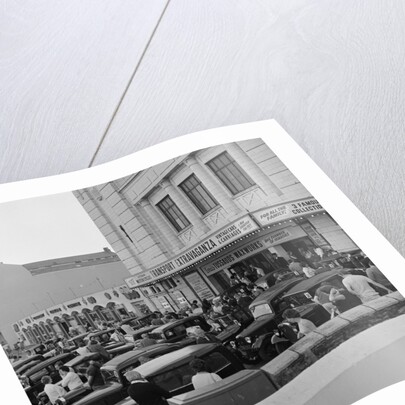 Austin Seven motorcars outside the Crescent cinema by Manx Press Pictures