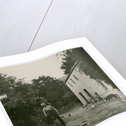 John Christian in his farmyard, behind Sulby woollen mill by Anonymous