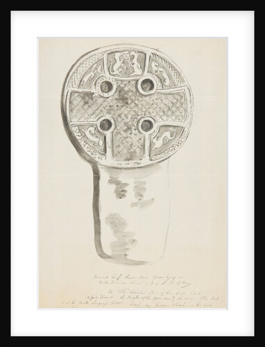 Ancient Cross thrown down and now lying in Kirk Braddan Churchyard in the Isle of Man by Moses Griffith