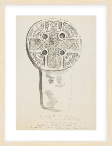 Ancient Cross thrown down and now lying in Kirk Braddan Churchyard in the Isle of Man by Moses Griffith