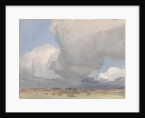 Large clouds over a harvested field by Archibald Knox