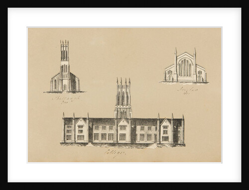 Small architectural lithographs by Unknown