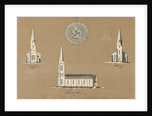 Small architectural lithographs by Unknown