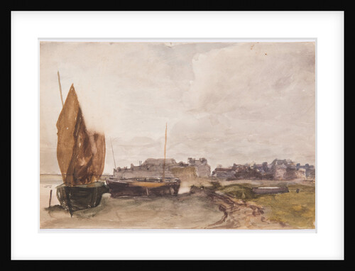 Boats hauled upon beach by John Miller Nicholson