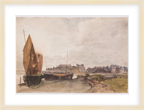 Boats hauled upon beach by John Miller Nicholson