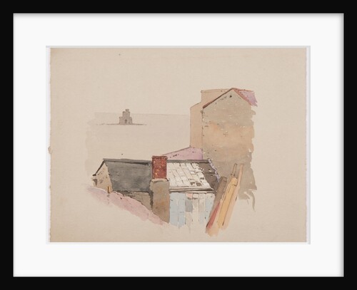 Tower of Refuge over roof tops by John Miller Nicholson