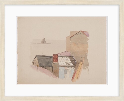 Tower of Refuge over roof tops by John Miller Nicholson