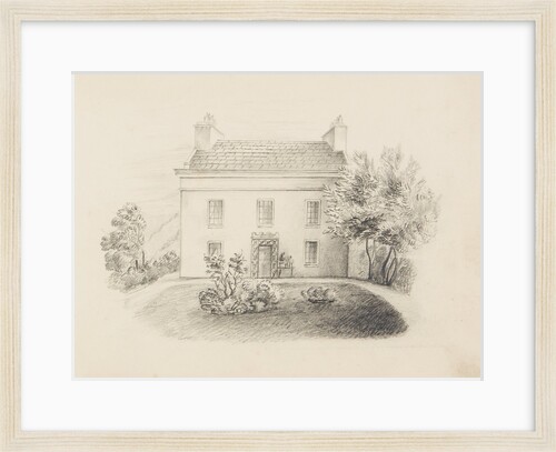 Large white-washed house with greenery and trees all around by Unknown