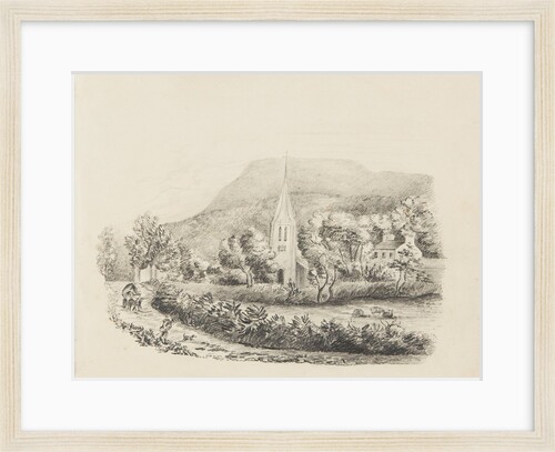 Lezayre Church (?) and large cottage with trees and greenery all around by Unknown